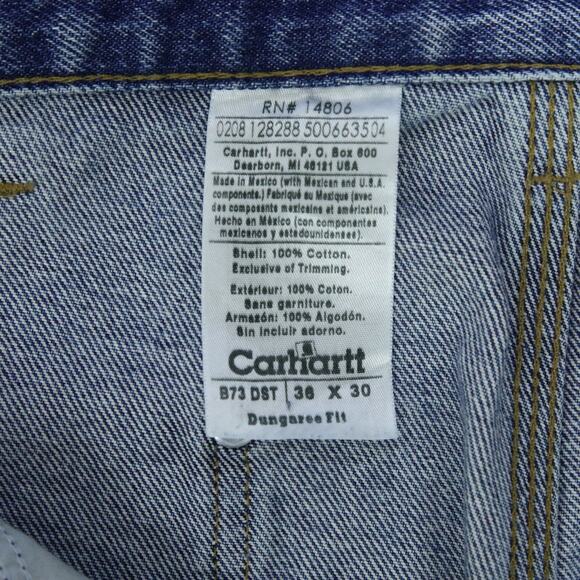 Vintage Carhartt B73 DST Faded Blue Jeans Denim Double Knee Carpenter Pant 35x29 - Picture 16 of 16